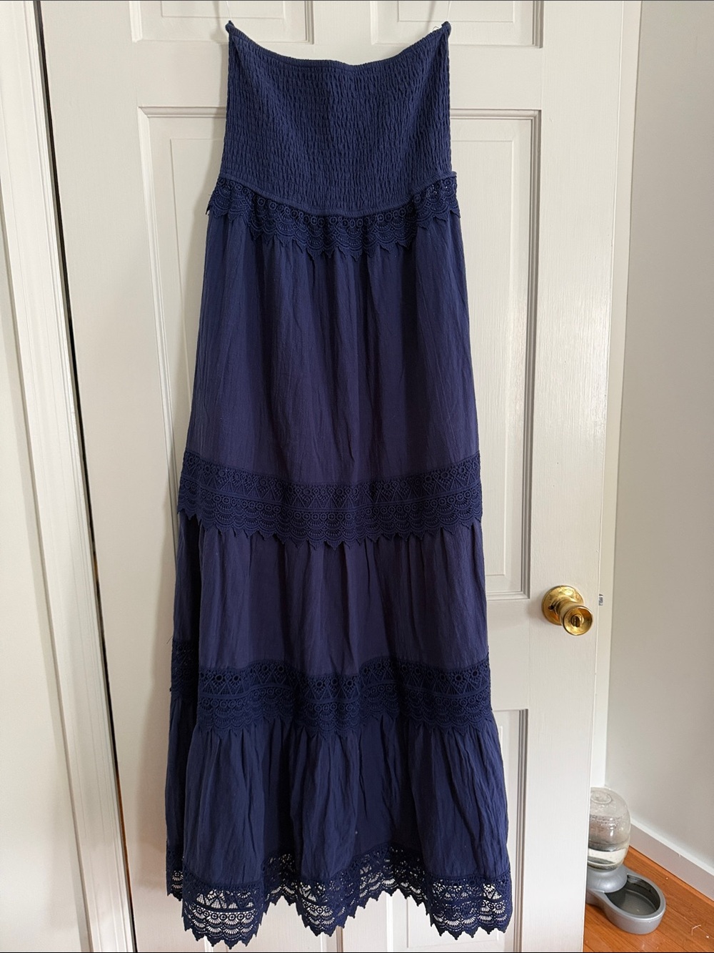 Lulu's Navy Strapless Tiered Maxi Skirt